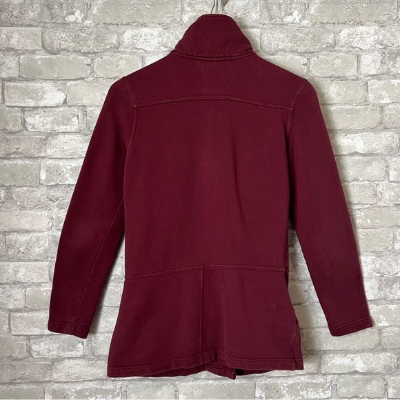 Prana Women's XS Tori Military Inspired Sweatshirt Jacket Button Up Berry Red - Picture 2 of 7